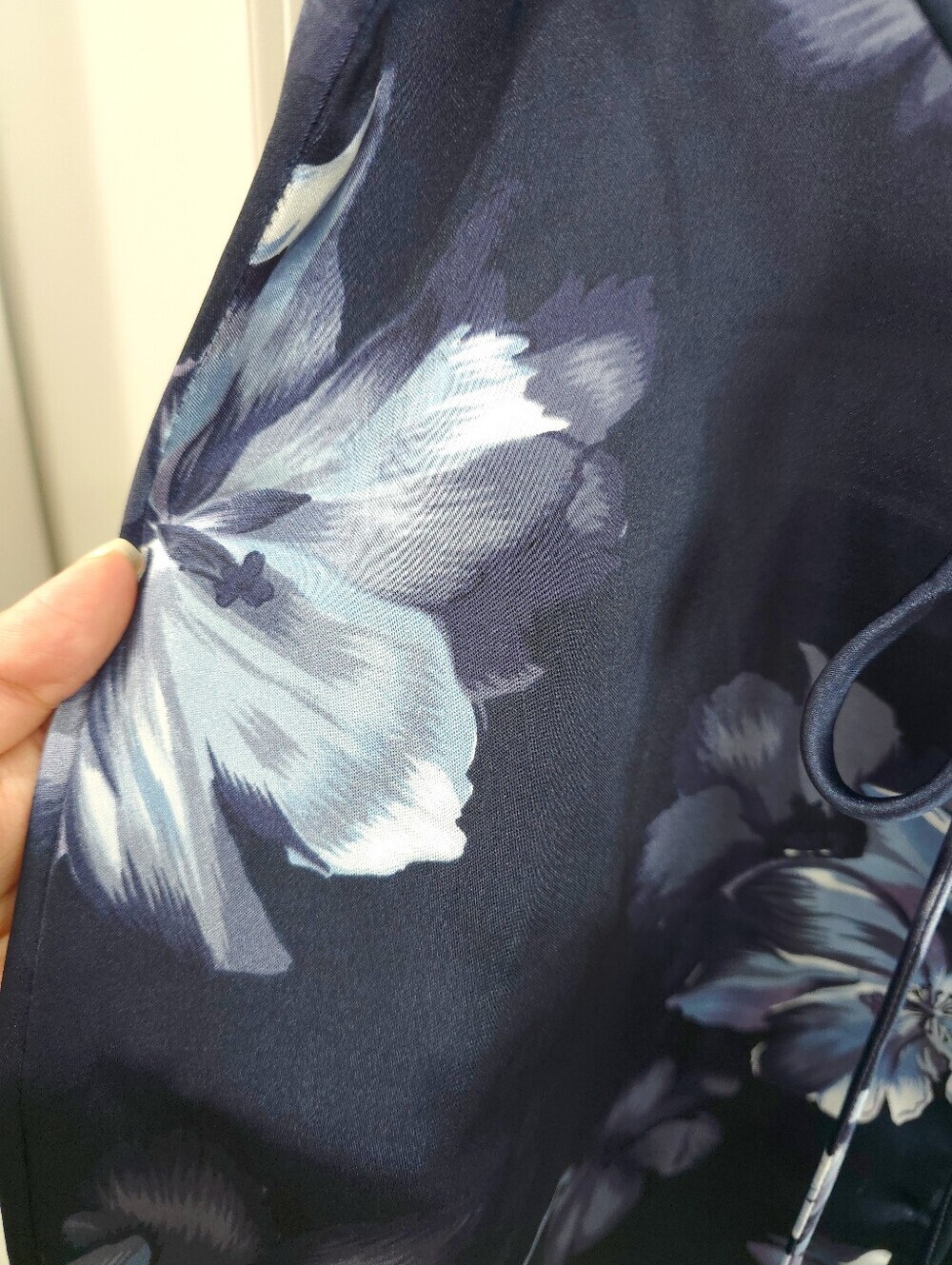 Miss Dorby Vintage Satin Navy Blue Floral Slip Maxi Dress, Wedding Guest - Picture 13 of 15